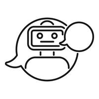 Bot chat support robot icon outline . Ai contact help vector