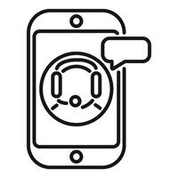 Online call chat support icon outline . Work talk vector