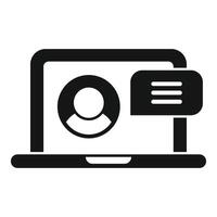 Laptop online help support icon simple . Manual help vector