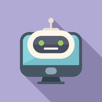 Modern ai bot support icon flat . Online chat vector