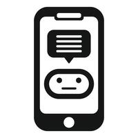 Phone online bot chat support icon simple . Assistance speech vector