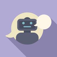Bot chat support robot icon flat . Ai contact help vector