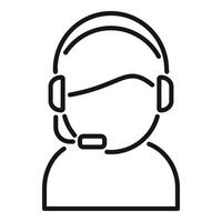 Call center worker icon outline . Online chat support vector