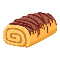 Chocolate cream roll bakery icon cartoon . Sweet pastry vector