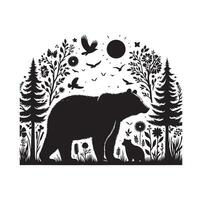 bear silhouette isolated on the white background vector