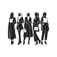 hijab style fashion standing illustration design vector