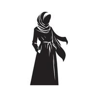 hijab style fashion standing illustration design vector