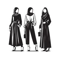 hijab style fashion standing illustration design vector