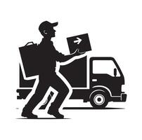 Delivery man silhouette illustration set vector