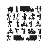 Delivery man silhouette illustration set vector