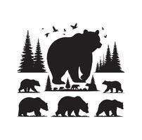 bear silhouette isolated on the white background vector