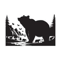 bear silhouette isolated on the white background vector