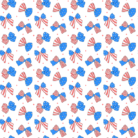 Coquette seamless pattern 4th of July ribbon bow transparent background png