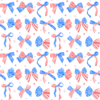 Coquette seamless pattern 4th of July ribbon bow transparent background png
