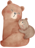 Heartwarming Mother's Day Bear Watercolor Illustration Mom and Baby Bond. png