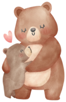 Heartwarming Mother's Day Bear Watercolor Illustration Mom and Baby Bond. png