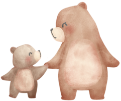 Heartwarming Mother's Day Bear Watercolor Illustration Mom and Baby Bond. png