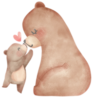 Heartwarming Mother's Day Bear Watercolor Illustration Mom and Baby Bond. png