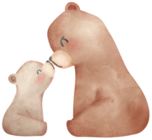 Heartwarming Mother's Day Bear Watercolor Illustration Mom and Baby Bond. png