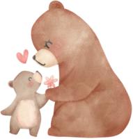 Heartwarming Mother's Day Bear Watercolor Illustration Mom and Baby Bond. png