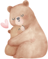 comovente mãe dia Urso aguarela ilustração mãe e bebê ligação. png