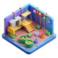 3d isometric interior design of kids playground room png