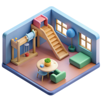 3d isometric interior design of kids playground room png