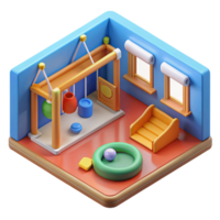 3d isometric interior design of kids playground room png