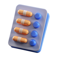 3d ícone do pílulas, cápsula, tábua, droga png