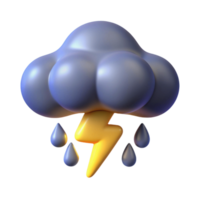 cute 3d illustration of thunder storm png