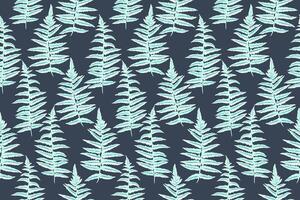 Abstract artistic branches fern seamless pattern. hand drawn sketch. Plant leaves ornaments on a dark background. Collage template for designs, textile, fabric, printing vector