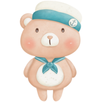 Teddy bear and sailor watercolor clip art png