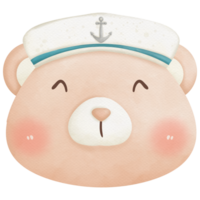 Teddy bear and sailor watercolor clip art png