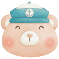 Teddy bear and sailor watercolor clip art png