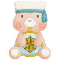 Teddy bear and sailor watercolor clip art png