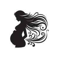 Pregnant woman silhouette illustration isolated on white background vector