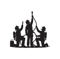 Firefighters pose silhouette illustration vector