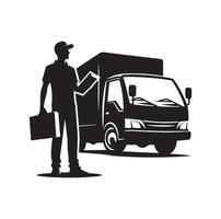 Delivery man silhouette illustration set vector