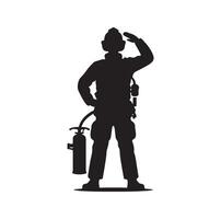 Firefighters pose silhouette illustration vector