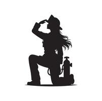 Firefighters pose silhouette illustration vector