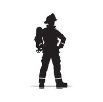 Firefighters pose silhouette illustration vector