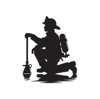 Firefighters pose silhouette illustration vector