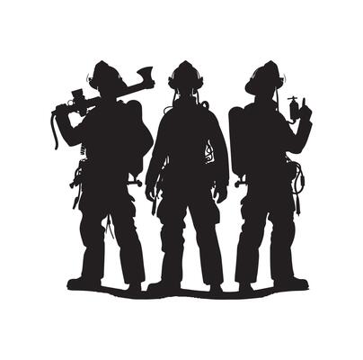 Firefighters pose silhouette illustration