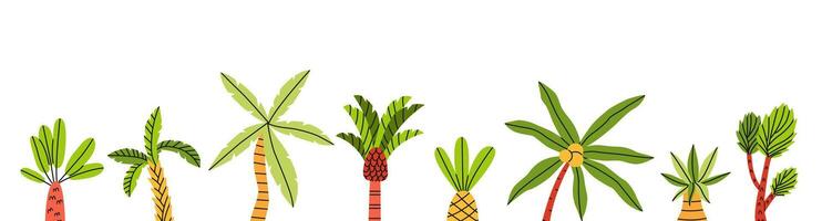 Cute palm trees horizontal banner vector