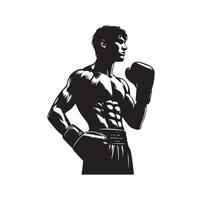 A boxer stand with pose silhouette illustration vector