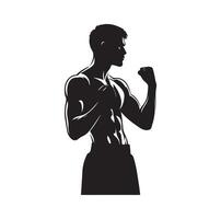 un Boxer estar con actitud silueta ilustración vector