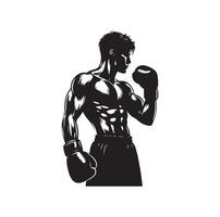 un Boxer estar con actitud silueta ilustración vector