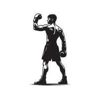 A boxer stand with pose silhouette illustration vector