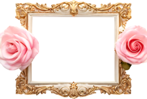 photo frame with two pink roses png