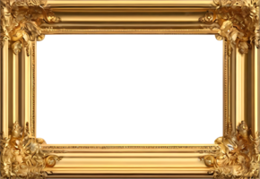 gold picture frame with a transparent background png